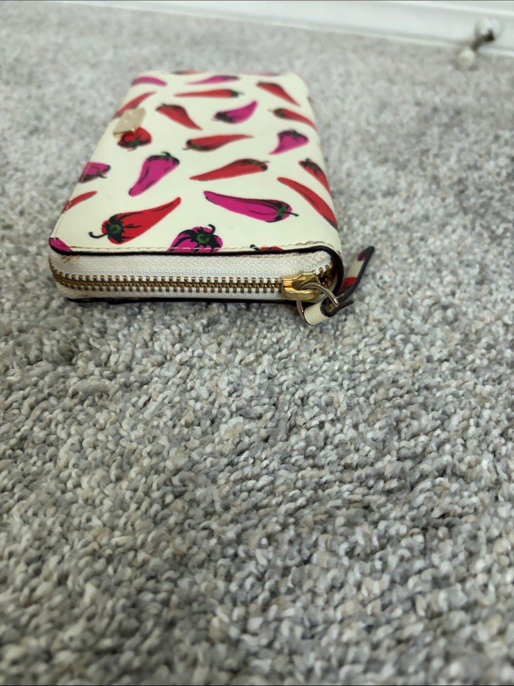 kate spade Cream Zip-Around Wallet with Red & Pink Pepper Pattern - Picture 7 of 7